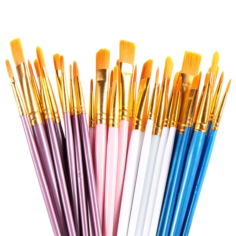 10 adet / paket boya fırçası es Seti Boyama resim fırçası Akrilik Yağ Suluboya Sanatçı Profesyonel Boya Fırçası Seti Boya Fırçası Seti Görüntü 1