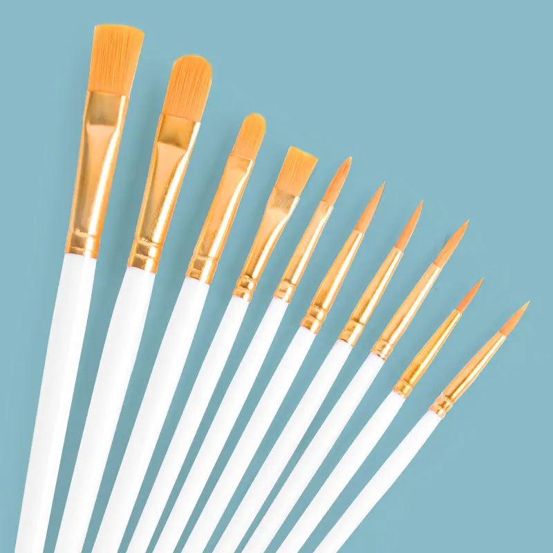 10 adet / paket boya fırçası es Seti Boyama resim fırçası Akrilik Yağ Suluboya Sanatçı Profesyonel Boya Fırçası Seti Boya Fırçası Seti Görüntü 2