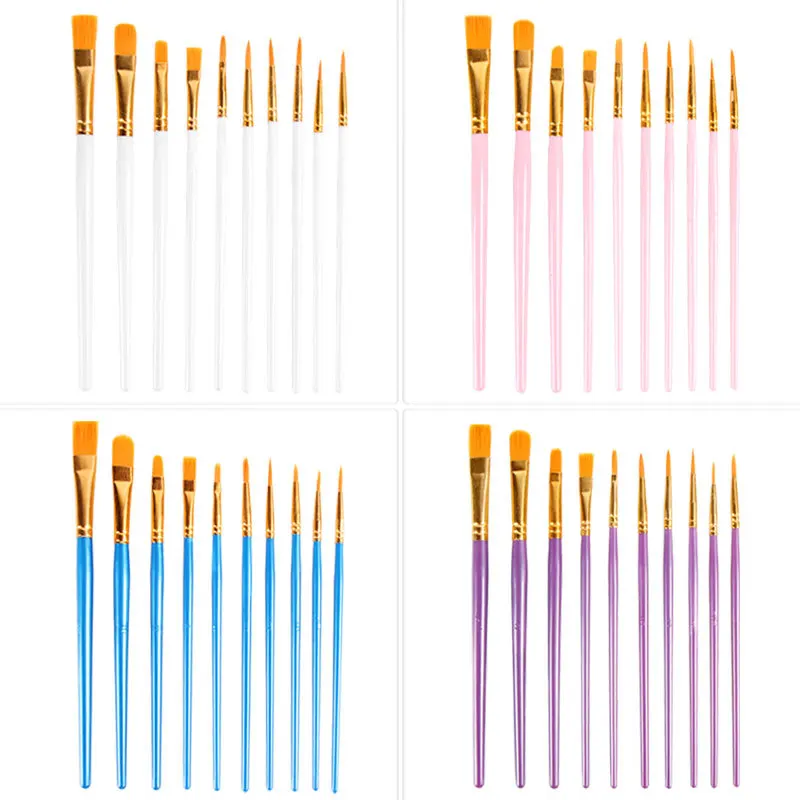 10 adet / paket boya fırçası es Seti Boyama resim fırçası Akrilik Yağ Suluboya Sanatçı Profesyonel Boya Fırçası Seti Boya Fırçası Seti Görüntü 3