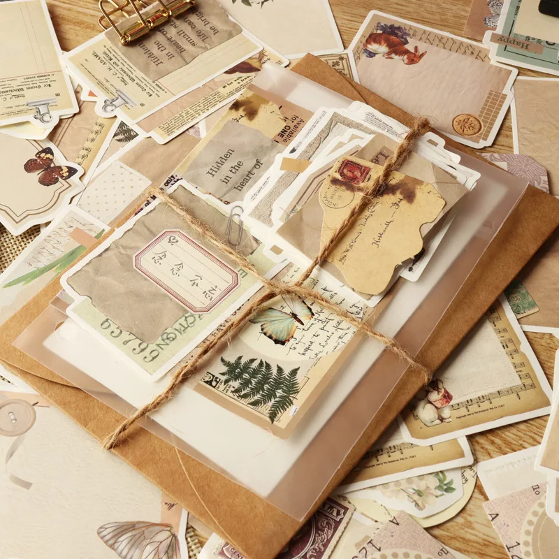 100 Adet Çok Tarzı Retro Malzeme Paketi Yazılabilir Dekoratif Scrapbooking Sopa Etiket Günlüğü Planlayıcısı Albümü Kırtasiye Mesaj Kağıdı Görüntü 3