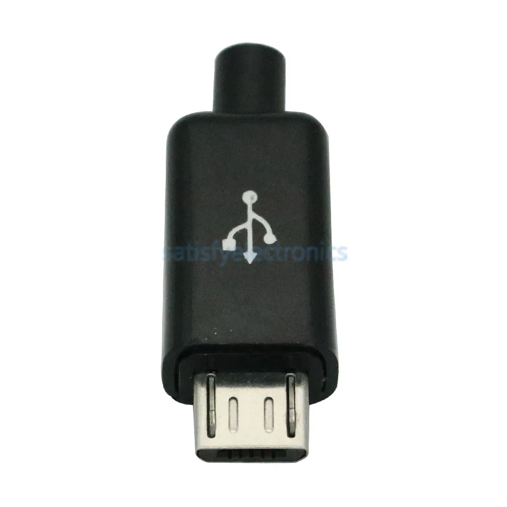 5 ADET YENİ mikro USB Erkek Fiş Konnektörleri DIY Kiti Erkek Konnektör Kapakları Siyah Görüntü 2