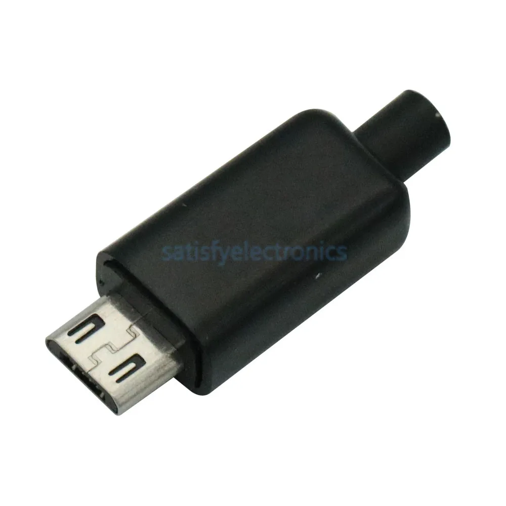 5 ADET YENİ mikro USB Erkek Fiş Konnektörleri DIY Kiti Erkek Konnektör Kapakları Siyah Görüntü 3
