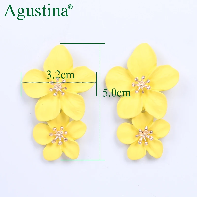 Agustina 2020 Çiçek Küpe Kadınlar İçin Uzun Küpe moda takı Geometrik Damla Küpe Küpe Bildirimi Küpe toptan Görüntü 4