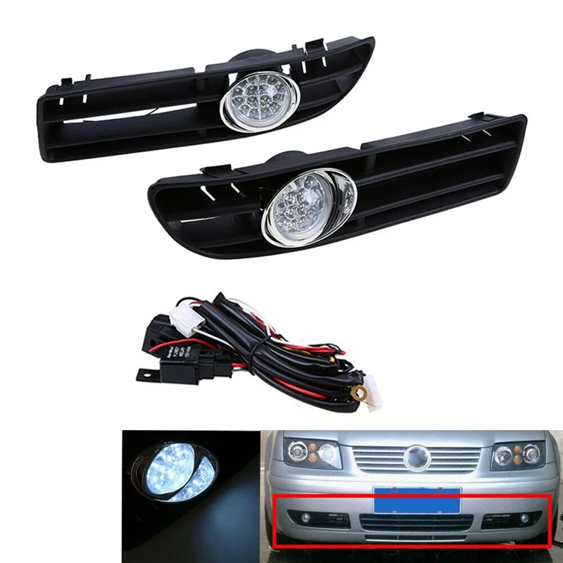 Araba LED Sis Lambası Ön ızgara-VW Bora Jetta MK4 1999-2007 1 Çift Görüntü 3