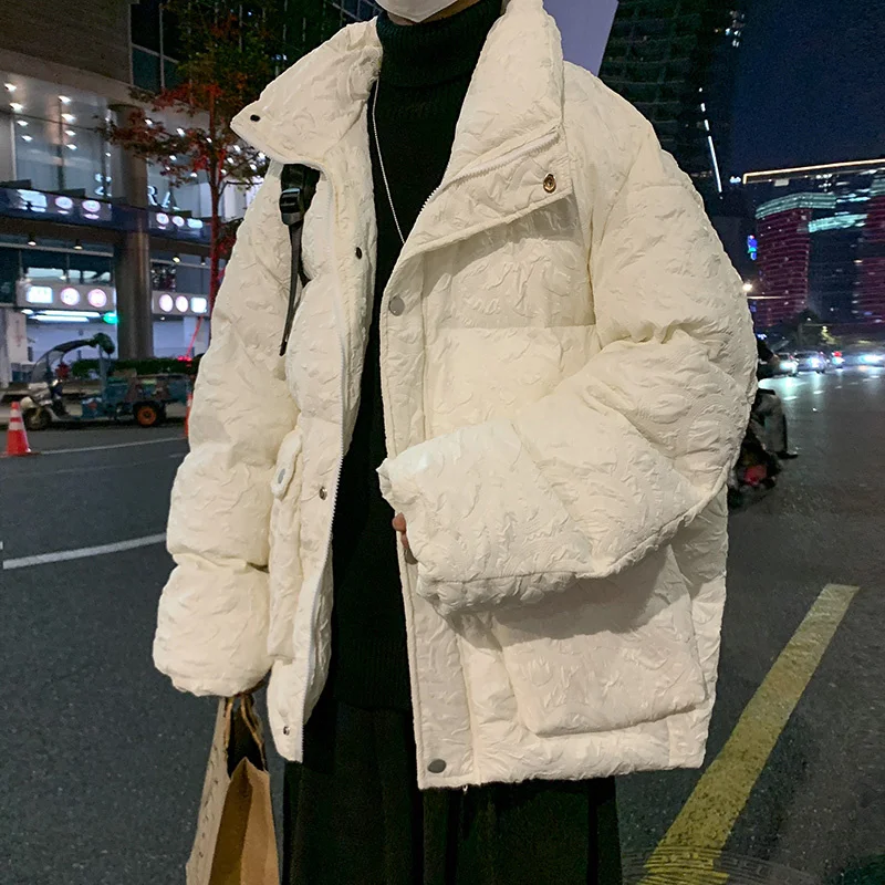 Ceket Erkekler Sıcak Moda Casual Boy Kış Kalınlaşmış Aşağı Ceket Erkekler Streetwear Kore Gevşek Kalın Kısa Ceket Erkek Parker Görüntü 2