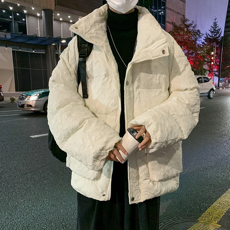 Ceket Erkekler Sıcak Moda Casual Boy Kış Kalınlaşmış Aşağı Ceket Erkekler Streetwear Kore Gevşek Kalın Kısa Ceket Erkek Parker Görüntü 4