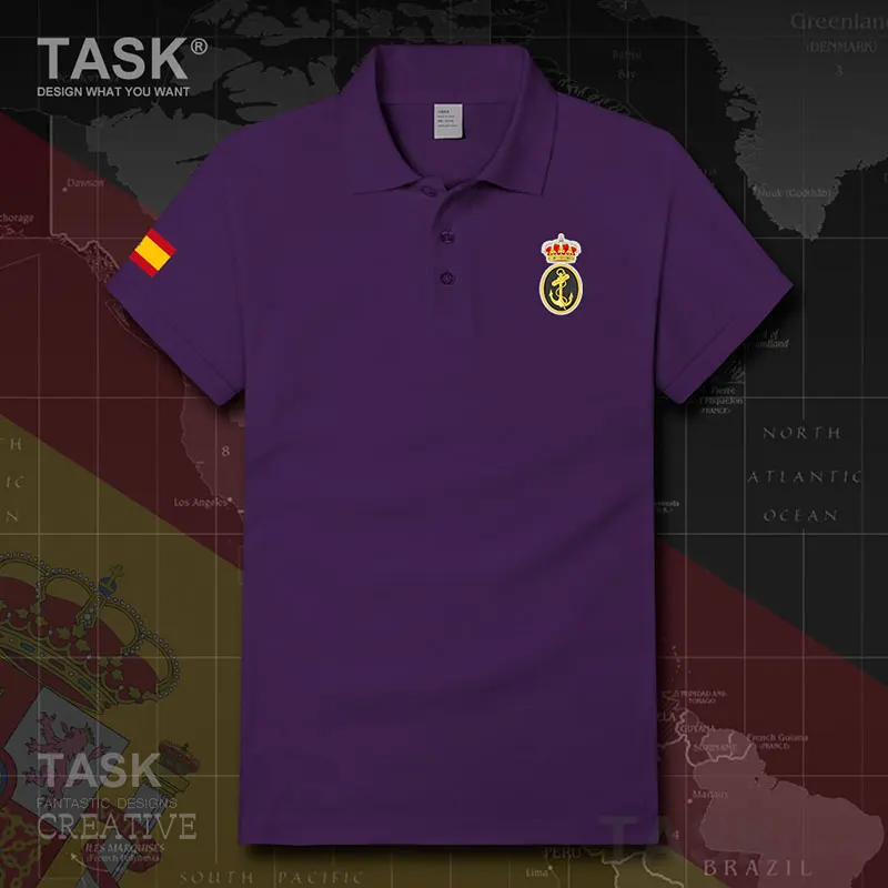 Donanma Krallık İspanya Espana ESP İspanyolca İspanyol ülke Kısa kollu casual katı renk erkek polos gömlek moda Spor Görüntü 2