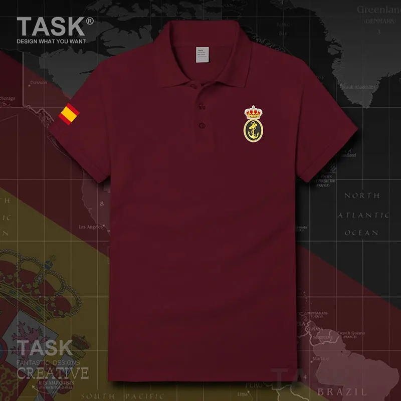 Donanma Krallık İspanya Espana ESP İspanyolca İspanyol ülke Kısa kollu casual katı renk erkek polos gömlek moda Spor Görüntü 3
