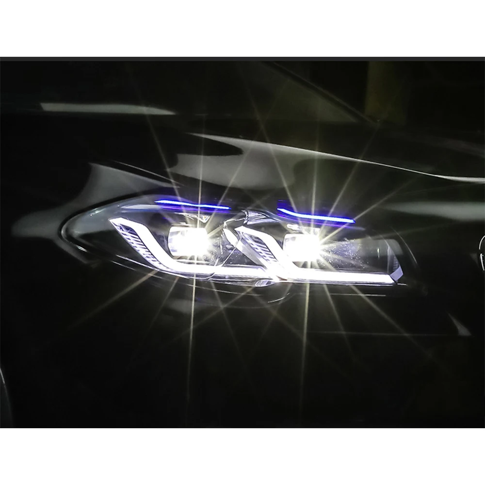 Farlar BMW F10 F18 5 Serisi 2010-2013/2014-2017 LED Farlar Meclisi Start-Up Animasyon bir Sıçrama Mavi Görüntü 4