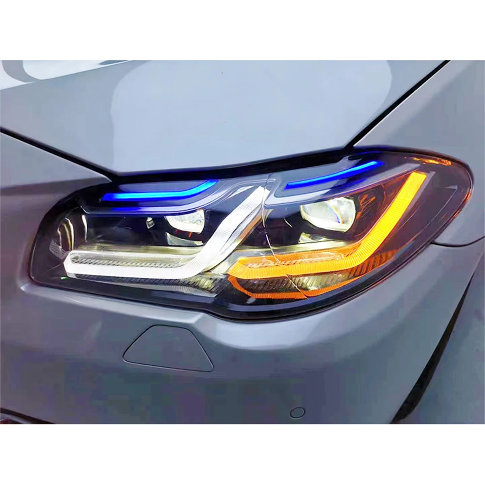 Farlar BMW F10 F18 5 Serisi 2010-2013/2014-2017 LED Farlar Meclisi Start-Up Animasyon bir Sıçrama Mavi Görüntü 5