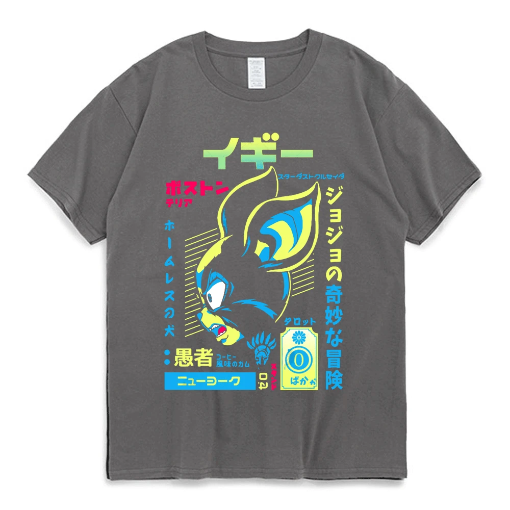 Japonya Anime Jojo Tuhaf Macera T Shirt Iggy Stardust Haçlılar Manga Grafik Baskı T-Shirt Erkek Kadın Moda Casual Tees Görüntü 1