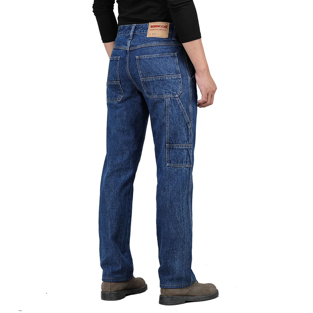 Kış Sonbahar Yüksek Bel Kalın Pamuklu Kumaş Kot Erkekler Rahat Klasik Düz Kot Erkek Kot Çok Cep Pantolon Pantolon Görüntü 1