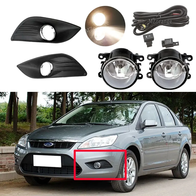 LED halojen sis farları Ford Focus sedan 2009-2011 için sis lambası far kapakları sis lambaları çerçeve Izgarası Kablo Demeti anahtarı teller kiti Görüntü 1