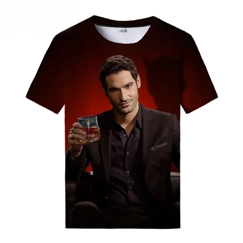 Lucifer TV Serisi 3D Baskı T-Shirt Erkek Kadın Moda Streetwear O-Boyun Kısa Kollu T Gömlek Boy Tees Tops Unisex Giyim Görüntü 1