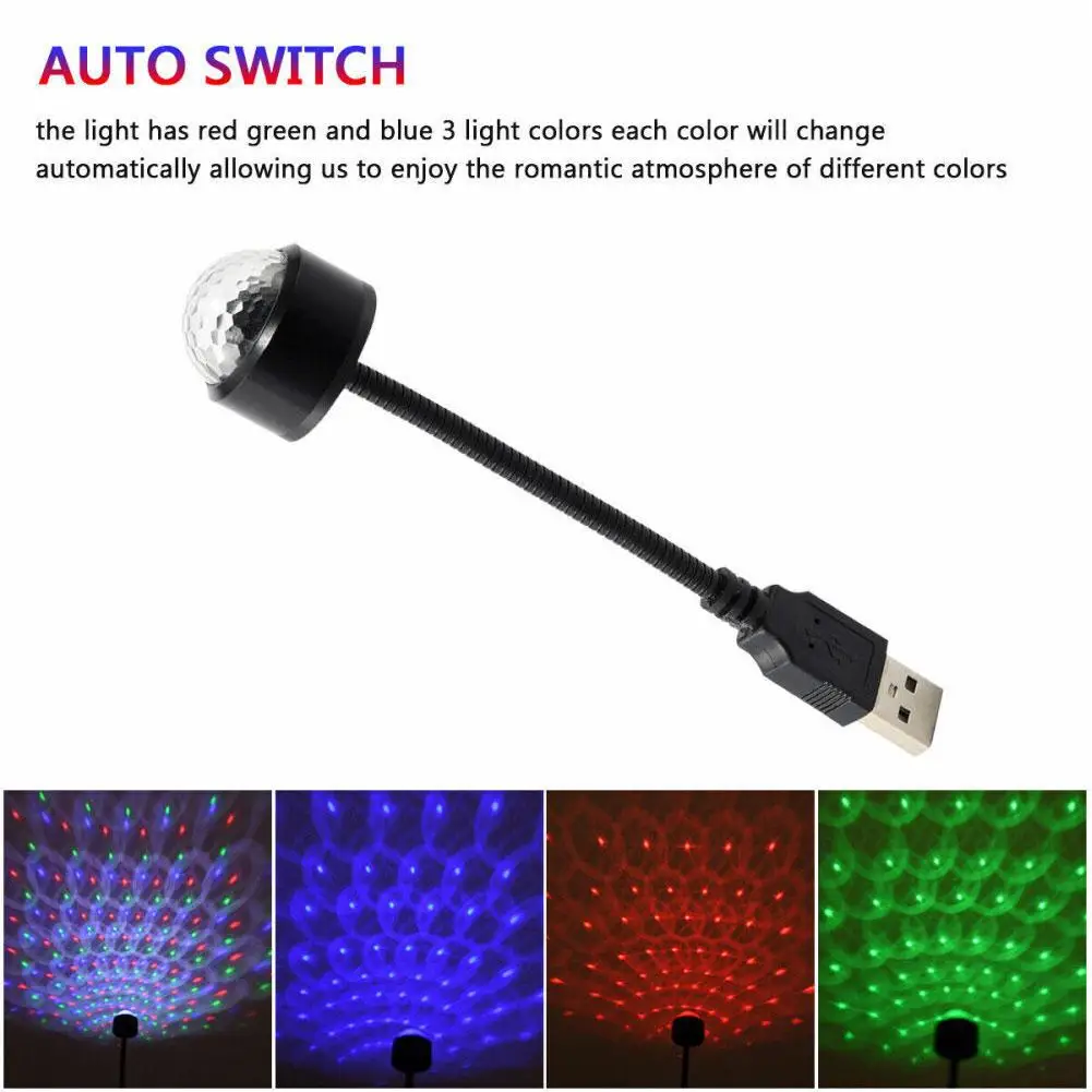Renkli LED Yıldızlı Gökyüzü Projeksiyon Lambası Mini USB Araç Çatı Yıldız Gece Lambası Oto İç USB Oto Dekorasyon Gece Galaxy Lambası Görüntü 1