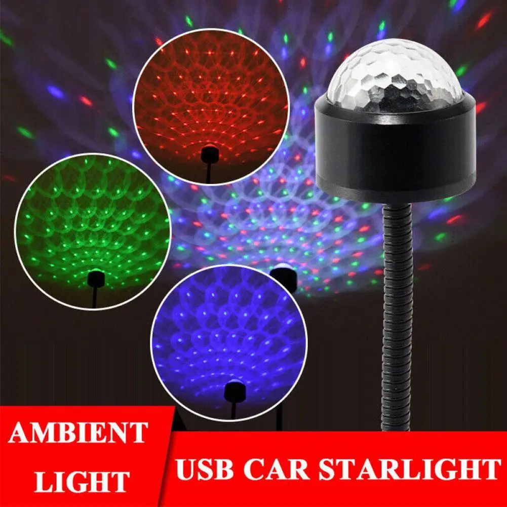 Renkli LED Yıldızlı Gökyüzü Projeksiyon Lambası Mini USB Araç Çatı Yıldız Gece Lambası Oto İç USB Oto Dekorasyon Gece Galaxy Lambası Görüntü 2
