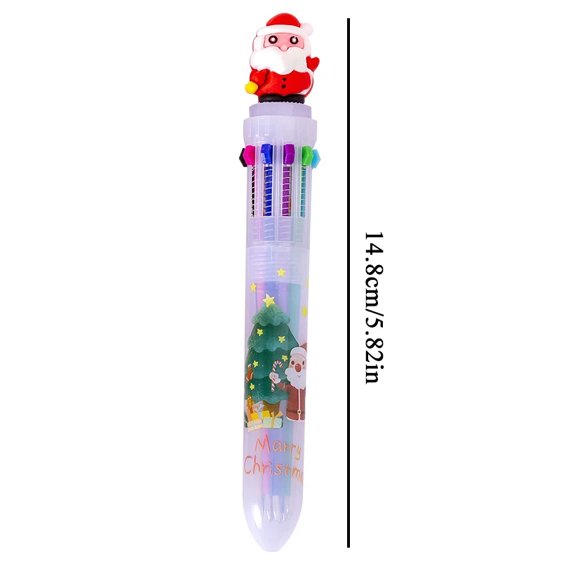 Sevimli Noel Noel Baba Tükenmez Kalem 10 Renk Geri Çekilebilir tükenmez kalem 0.5 MM Okul Yazma Malzemeleri Ofis Kırtasiye Görüntü 5