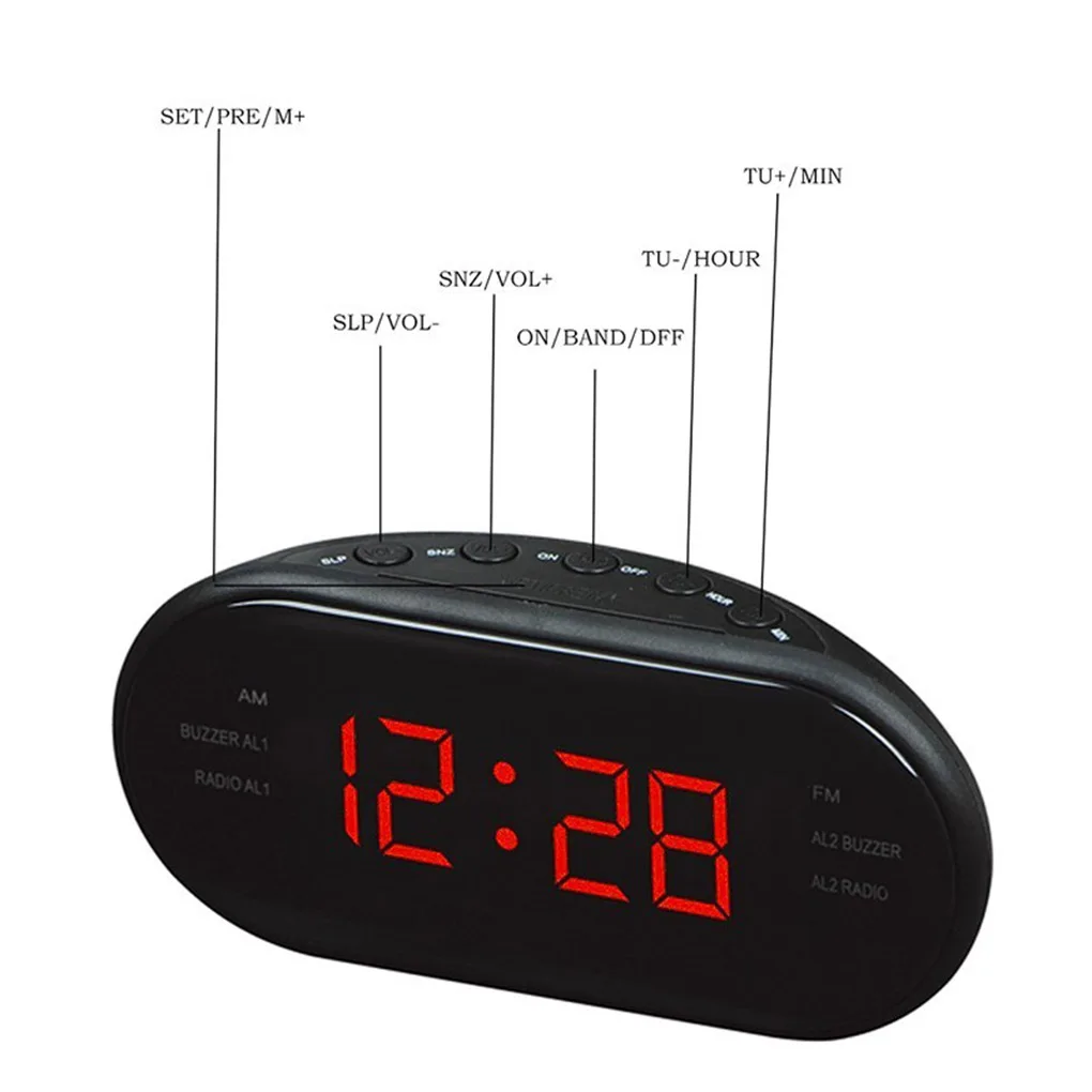 Yeni AM / FM LED Saat Elektronik Masaüstü Çalar Saat Dijital Masa Radyo Hediye Ev Ofis Malzemeleri AB / ABD Plug Görüntü 5