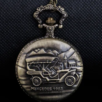Nostaljik araba Kazınmış Kuvars cep saati Anıt Tarihi Bronz İzle Kolye Erkekler Kadınlar İçin Uygun Sürücüler