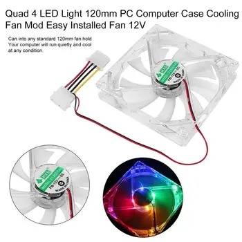 Pc bilgisayar 120mm Soğutma Fanı ile 4ea Led 8025 8cm Sessiz DC 12V LED Işıklı Şasi Molex 4D Fiş Eksenel Fan 2