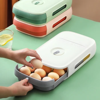 Otomatik yumurta rulo çekmece tipi yumurta kutusu taze tutma yumurta saklama kutusu sepeti buzdolabı mutfak yumurta tepsisi 1