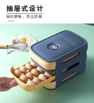 Otomatik yumurta rulo çekmece tipi yumurta kutusu taze tutma yumurta saklama kutusu sepeti buzdolabı mutfak yumurta tepsisi 2