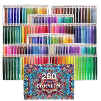 Brutfuner Çok Renkli 260 Renkler Profesyonel Yağ renkli kalemler Seti Kroki Renkli Renkli Kalem Beraberlik Okul Sanat Malzemeleri