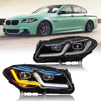 Farlar BMW F10 F18 5 Serisi 2010-2013/2014-2017 LED Farlar Meclisi Start-Up Animasyon bir Sıçrama Mavi