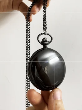 Vintage Lüks Pürüzsüz Siyah Kılıf Kuvars cep saati Erkekler için Romen Rakamı Fob Zincir Kolye Kolye Saat Koleksiyonu için Hediye