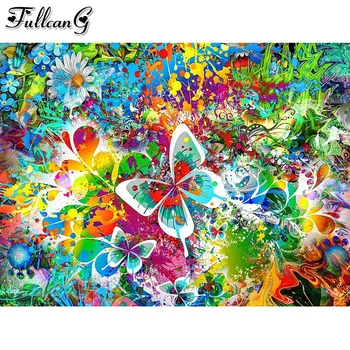 Soyut renkli kelebek diy elmas boyama tam matkap taklidi nakış 5d mozaik sanat çiçekler duvar dekorasyon AA3242