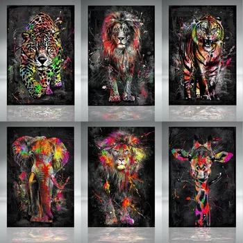 5D Elmas Sanat Hayvanlar DİY Elmas Boyama Soyut Renkli Aslan Rhinestones Mozaik Resim Çapraz Dikiş Kiti El Sanatları Dekor Ev