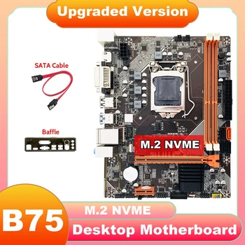 B75 Anakart + SATA Kablosu + Bölme M. 2 NVME LGA 1155 DDR3 Bilgisayar Masaüstü Oyun Anakart USB3.0 İçin I3 I5 CPU 1