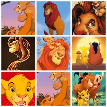 Diy 5d Elmas Boyama Sanat Disney Aslan Kral Mufasa Ve Simba Çapraz dikiş kitleri Hediye Elmas Nakış Mozaik Desen Ev