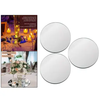 Gümüş Yuvarlak Ayna Plakası Mum Tabağı Organizatör Vanity Tepsi 3 Adet Dekoratif Ayna Tepsileri Düğün Duvar Dekor Ev Accent 2
