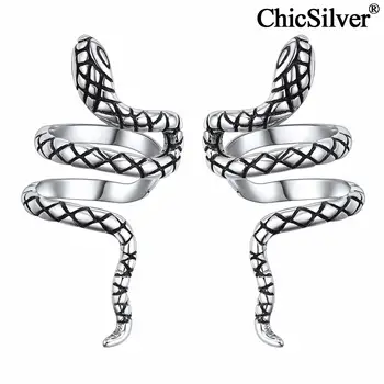 ChicSilver 925 Ayar Gümüş Kıkırdak Kulak Manşet Yılan Dağcı Paletli Olmayan Deldi Açık Sarmal Klip Küpe Hediye Kadınlar için 1