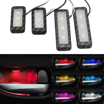 4 adet evrensel RGB kol dayama aydınlatma 12V LED araba atmosfer lambası iç kapı kase kolu ışık oto dekoratif ortam ışığı 1