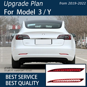 Araba ışıkları Tesla Modeli 3 Model Y 2019-2022 LED Arka Tampon Reflektör Lamba Ejderha Ölçekli Tasarım Fren Strobe Araçları Aksesuarları 1