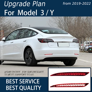 Araba ışıkları Tesla Modeli 3 Model Y 2019-2022 LED Arka Tampon Reflektör Lamba Ejderha Ölçekli Tasarım Fren Strobe Araçları Aksesuarları 2