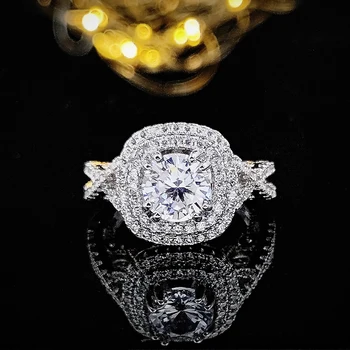 2023 Yeni Lüks Halo gümüş renk tasarımcısı Nişan Yüzüğü Kadınlar İçin yıldönümü hediyesi Takı Toplu Satış R6163 1
