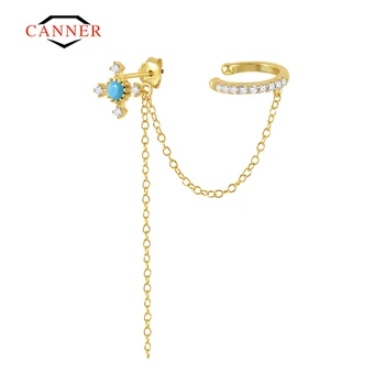 TARAYICI 5A Kübik Zirkonya Moda 925 Ayar Gümüş Altın Kaplama Zincir Charms Saplama Küpe Kadınlar için Güzel Takı Aksesuarları 1