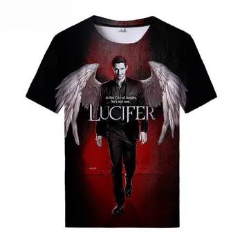 Lucifer TV Serisi 3D Baskı T-Shirt Erkek Kadın Moda Streetwear O-Boyun Kısa Kollu T Gömlek Boy Tees Tops Unisex Giyim