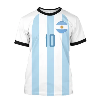 Arjantin erkek Futbol Tişörtü, Harajuku Üniforma, yazlık tişört, 3D Baskılı Kısa Kollu Futbol tişörtü, 2022 2