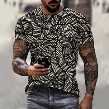 Yılan Desen T-Shirt 3D Baskı erkek Ve kadın T-shirt HD Baskı Kısa kollu Büyük Boy Yaz Kısa kollu Tee