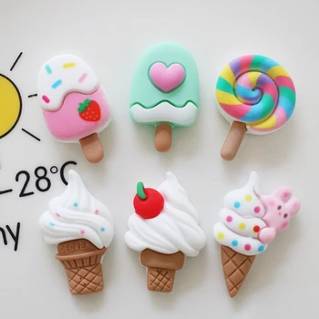 10 Adet Yeni Sevimli Mini Lolipop, dondurma Düz Geri Reçine Cabochons Karalama Defteri Dıy Düğün Firkete Aksesuarları Bezemeler Zanaat 1