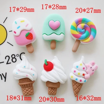 10 Adet Yeni Sevimli Mini Lolipop, dondurma Düz Geri Reçine Cabochons Karalama Defteri Dıy Düğün Firkete Aksesuarları Bezemeler Zanaat 2