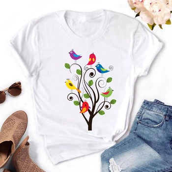 Hayvan kuş Baskı Kadın T shirt Yaz sevimli komik kısa kollu t-shirt Tops harajuku Marka Giyim tshirt