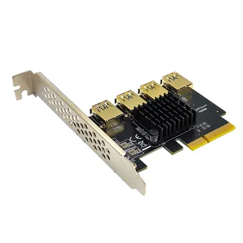 YENI PCIE 1 ila 4 Altın USB3.0 PCI-E X4 Yükseltici Kart 4 Port USB 3.0 Çarpan Hub Yükseltici PCI Express 16X Bitcoin Madenci Madencilik 2