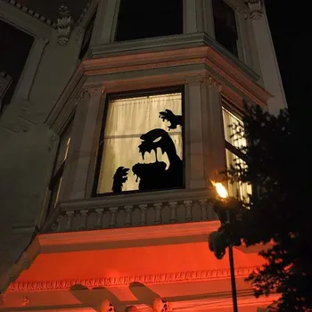 Korku Parti Malzemeleri Cadılar Bayramı pencere dekorasyonu Cadılar Bayramı Kapı Duvar dekorasyon çıkartması Korkunç Cadı Cadılar Bayramı Ev Dekor 2