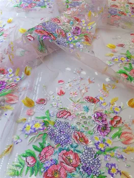 Süper Güzel baskı Nakış Fransız Tül Dantel Kumaş / Nijerya Dantel Akşam Elbise düğün elbisesi tasarım bayan parti giyim 1