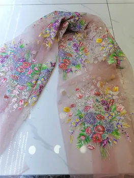 Süper Güzel baskı Nakış Fransız Tül Dantel Kumaş / Nijerya Dantel Akşam Elbise düğün elbisesi tasarım bayan parti giyim 2